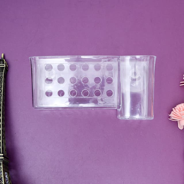 Delcasa DC1005 Easy Stick Dental Kit Holder - No Drilling Bathroom Drain Rack with Suction Cup | Shower Caddy Basket Bathroom Shelf Organiser Wall Mounted Spices Storage Rack, No Drilling