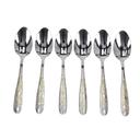 Delcasa Desert Spoon - 6 Pcs S/S -Stainless Steel - Golden Pattern Cutlery, Long Grip Handle - SW1hZ2U6NDI1MDc0