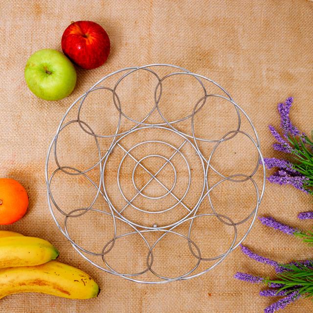 Delcasa Fruit Bowl - Countertop Chrome Plated Stainless Steel Fruit Basket - Vintage Style Wire - SW1hZ2U6Mzk1ODI4