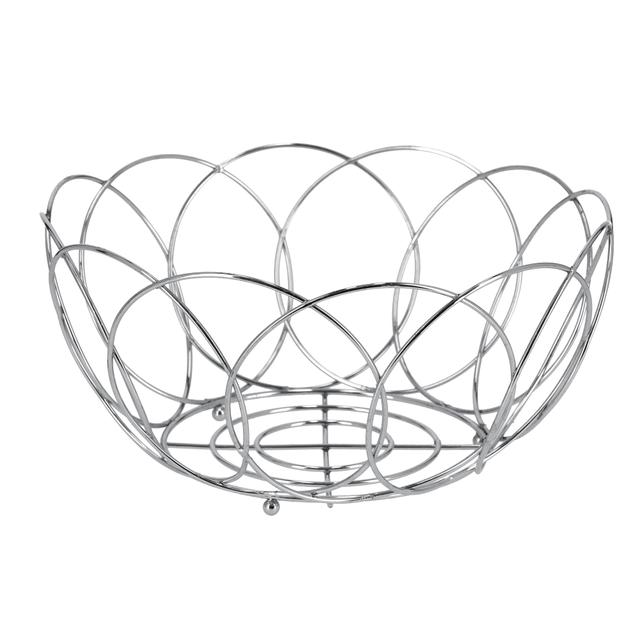 Delcasa Fruit Bowl - Countertop Chrome Plated Stainless Steel Fruit Basket - Vintage Style Wire - SW1hZ2U6Mzk1ODE4