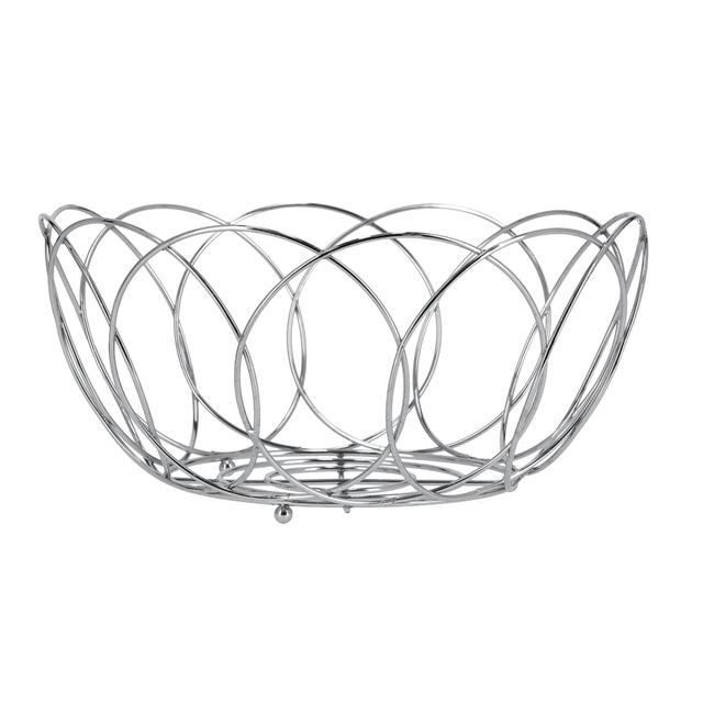 Delcasa Fruit Bowl - Countertop Chrome Plated Stainless Steel Fruit Basket - Vintage Style Wire - SW1hZ2U6Mzk1ODM0