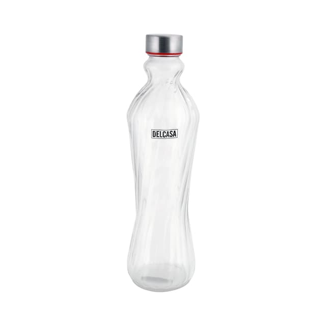 Delcasa 1000Ml Glass Water Bottle - Portable Cap - Lead Free Water Bottle, Travel Flask