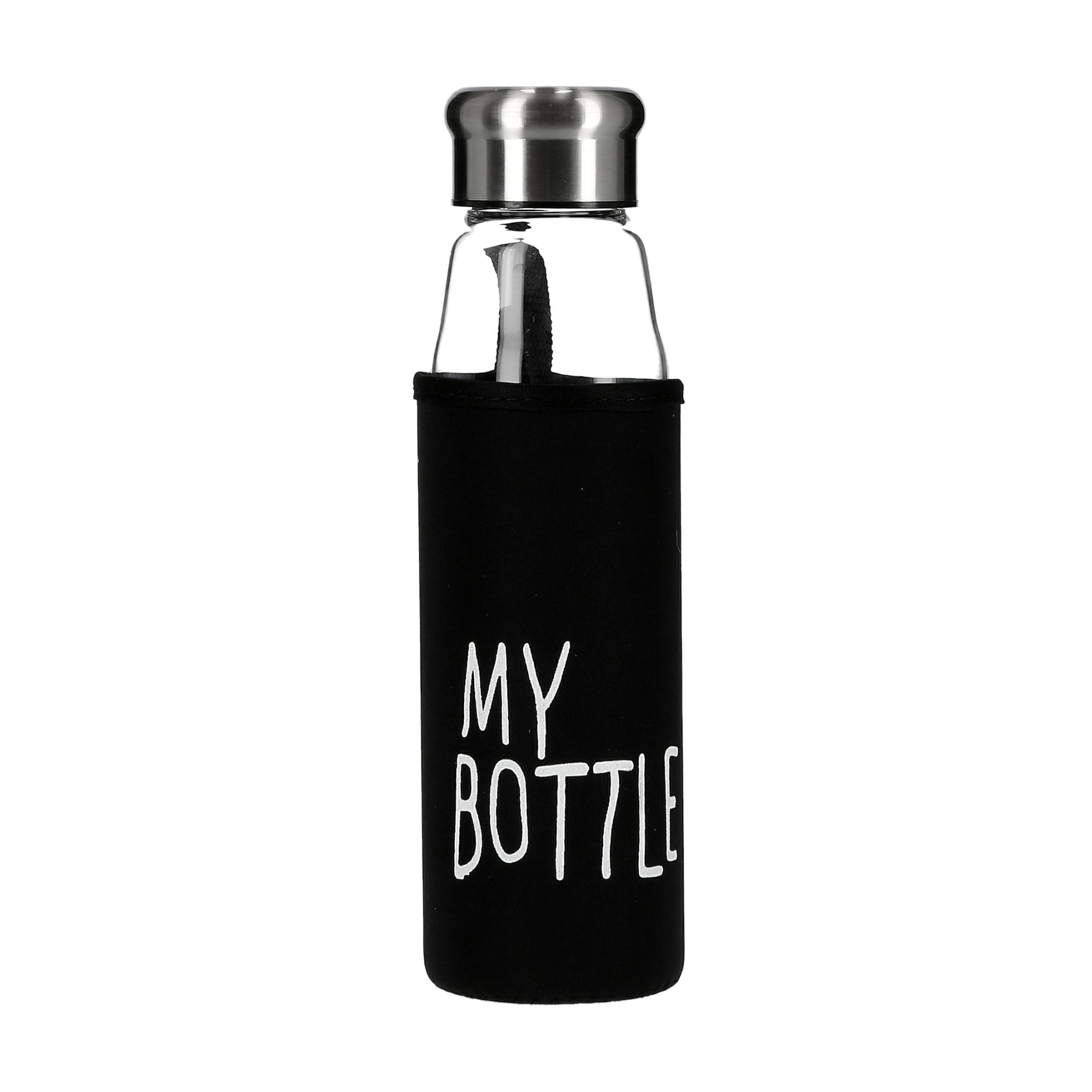 Delcasa 550Ml Glass Water Bottle With Neoprene Sleeve - Portable Steel Cap Lead-Free, Travel Flask