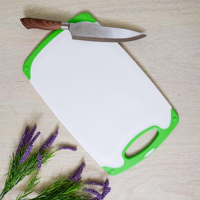 Delcasa Plastic Cutting Board - Non-Toxic Cutting Board with Non-Slip Base  - Perfect for Fruits & Vegetables, Hanging Hole for Easy Storage