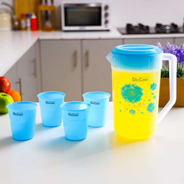 ابريق ماء 2.3 لتر مع أربع كاسات Delcasa 2.3 Litre Water Jug With 4 Glasses