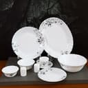 Delcasa 40Pcs Opal Ware Classic Dinner Set - Portable Design Plates, Bowl, Pots, Cup & Saucer