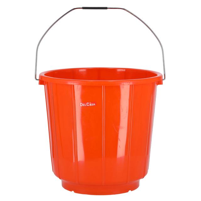 Delcasa 18Ltr Plastic Bucket With Lid - Strong Handle- Red- 18 Liter