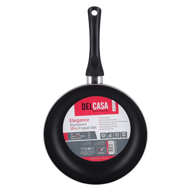 Delcasa 3Pcs Fry Set - Non-Stick Fry Pan Set With Slotted Turner
