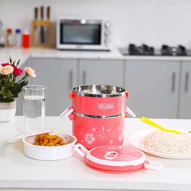 Delcasa 1700Ml 2 Layer Lunch Box - Portable Stainless Steel Inner Case Bpa Free With Detachable