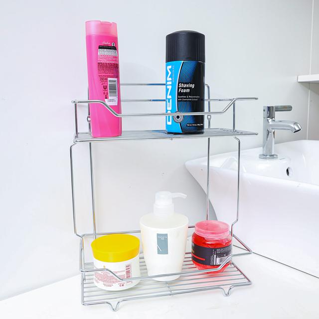 Delcasa 2 Tier Shower Rack - Storage Shelf - Bathroom Storage Shelves And Racks Stainless Steel - SW1hZ2U6NDI2MDY2