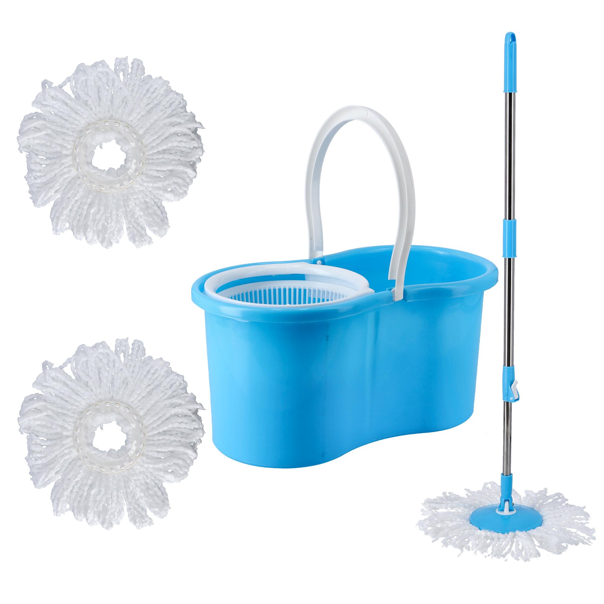 Delcasa Spin Mop with 360° Rotating Mop Plate | DC1846 | Microfiber Mop Head | With Additional Refill and Adjustable Height | Faster Dehydration