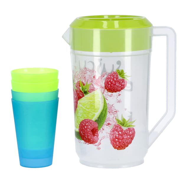 ابريق بسعة 2.4 لتر مع 4 كاسات Delcasa 5 Pieces Drinkware Set - Water Pitcher with 4 Glasses Water set - 289063