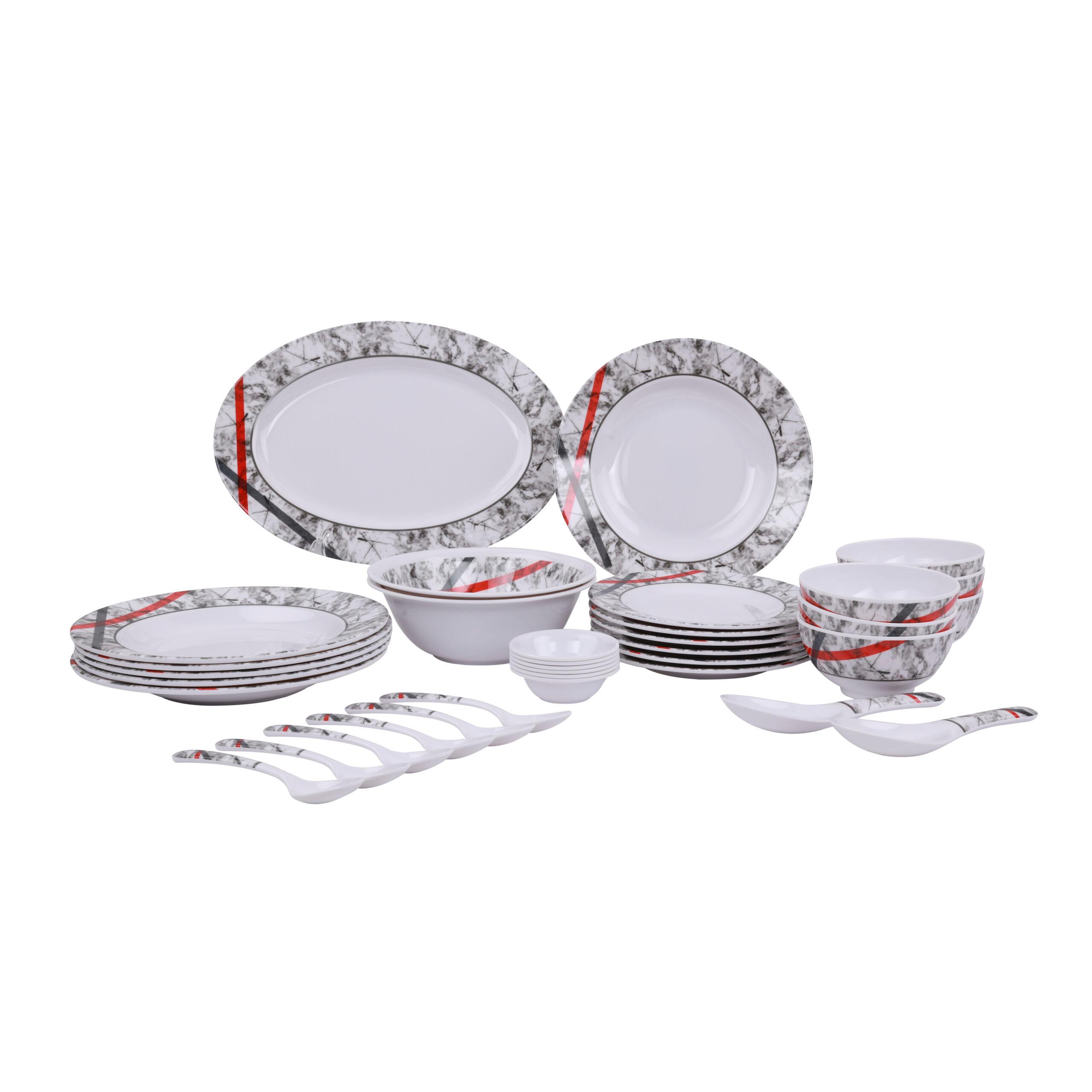 Delcasa DC1891 35Pcs Melamine Ware Dinner Set - Lightweight Break Resistant Material with Dishwasher Safe | Ideal for Daily Use, Catering, Restaurants & More