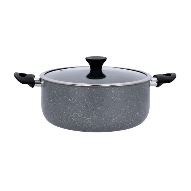 Delcasa GRANITE COATED ALUMINIUM NON-STICK CASSEROLE, DC1903,30CM – INDUCTION SAFE, ECO-FRIENDLY 3-LAYER GRANITE COATING- TEMPERED GLASS LID, BAKELITE HANDLE & KNOB - COOKWARE CASSEROLE PAN,30X13CM - SW1hZ2U6NDI0NjM5