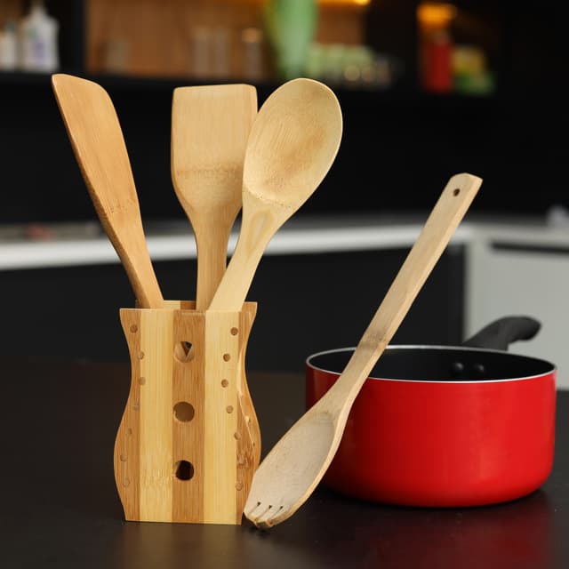 Delcasa 5Pcs Bamboo Kitchen Tools