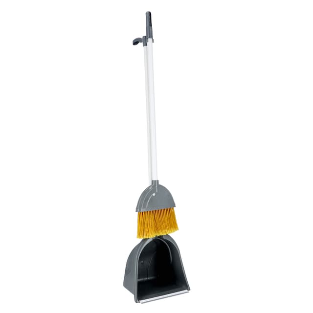 Delcasa Jumbo Dust Pan And Brush,DC1966 | Long Handle Plastic Made | Mounted Dustpan Design | Broom And Dust Pan Cleaning Set For Schools,Restaurants,Hospitals,Offices - 184623