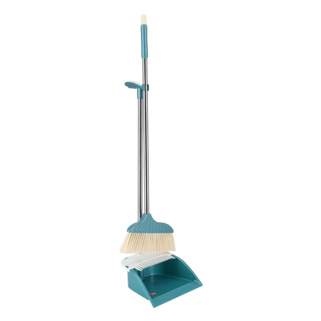 مكنسة يدوية بمقبض مع مجرفة غبار  Dust Pan With Broom, Plastic And Iron - 297893