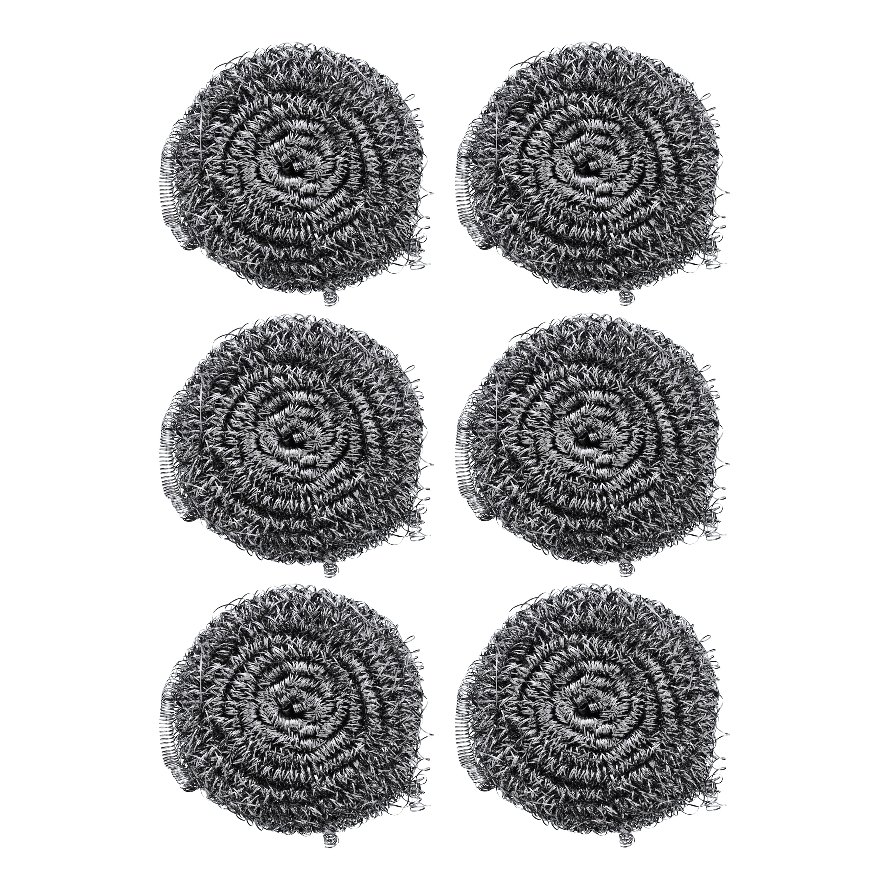 Delcasa 6 Pcs Steel Wool,DC2020 | Ideal for Cast Iron Pans,Powerful Scrubbing for Stubborn Messes | Scrubber for Kitchens,Bathroom and More