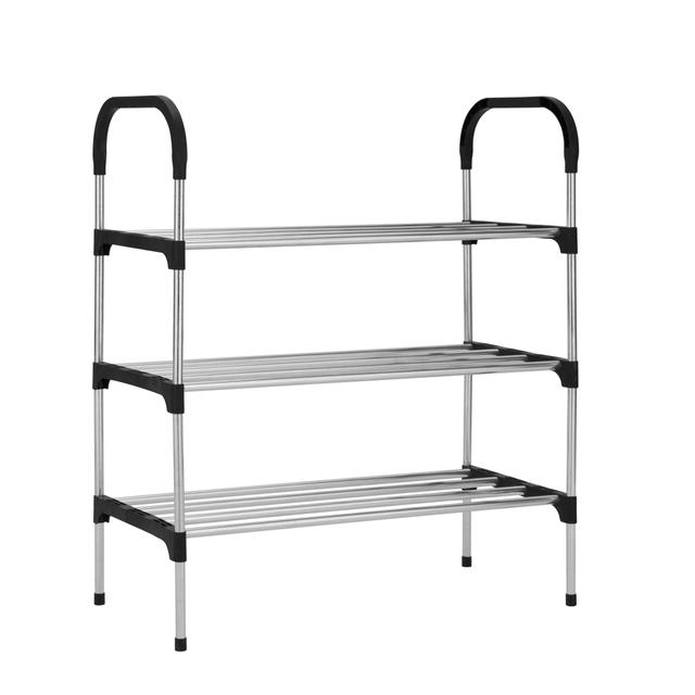 Delcasa 3 Tier Shoe Rack, Chrome-Finish Durable Iron, DC2053 | Unit Entryway Shelf Stackable Cabinet | Perfect for Bedroom, Closet, Entryway, Dorm Room - SW1hZ2U6NDI0Mjg5