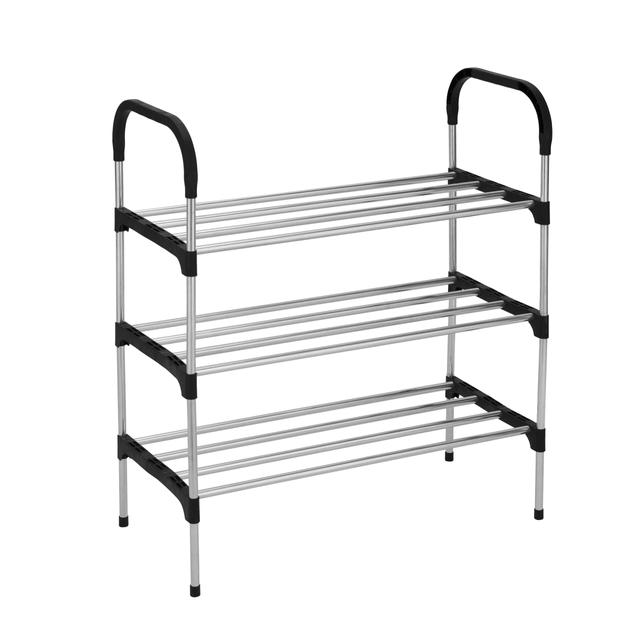 Delcasa 3 Tier Shoe Rack, Chrome-Finish Durable Iron, DC2053 | Unit Entryway Shelf Stackable Cabinet | Perfect for Bedroom, Closet, Entryway, Dorm Room - SW1hZ2U6NDI0Mjkx