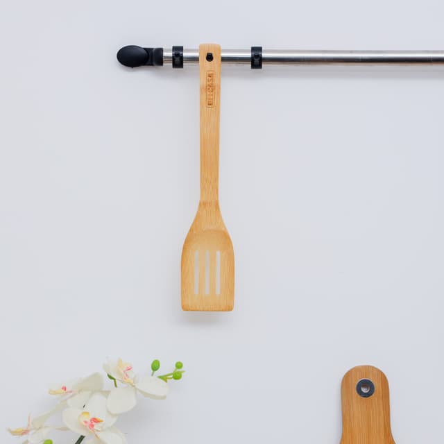 Delcasa Bamboo Slotted Turner,100% Natural Bamboo,DC2097 | Resist High Temperature & Corrosion | Won't Scratch Your Pots & Pans | Bamboo Spoon can be used for Flipping,Frying,Serving,Cooking - 185862