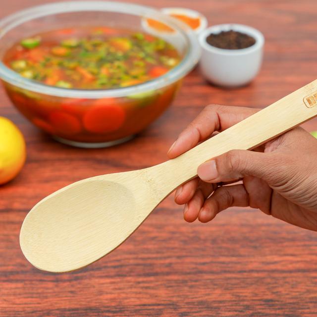 Delcasa Bamboo Spoon, 100% Natural Bamboo, DC2100 | Won't Scratch Your Pots & Pans | Resist High Temperature & Corrosion | Bamboo Serving Spoon for Cooking or Serving - SW1hZ2U6NDI4MzU0