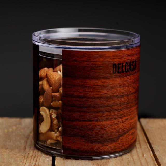 Delcasa Round Canister, 820ml, DC2115 | 100% Food Grade Material & BPA-Free | Elegant Wooden Design | Unbreakable, Strong & Highly Durable | Perfect For Every Day Use - SW1hZ2U6NDI2NzM3