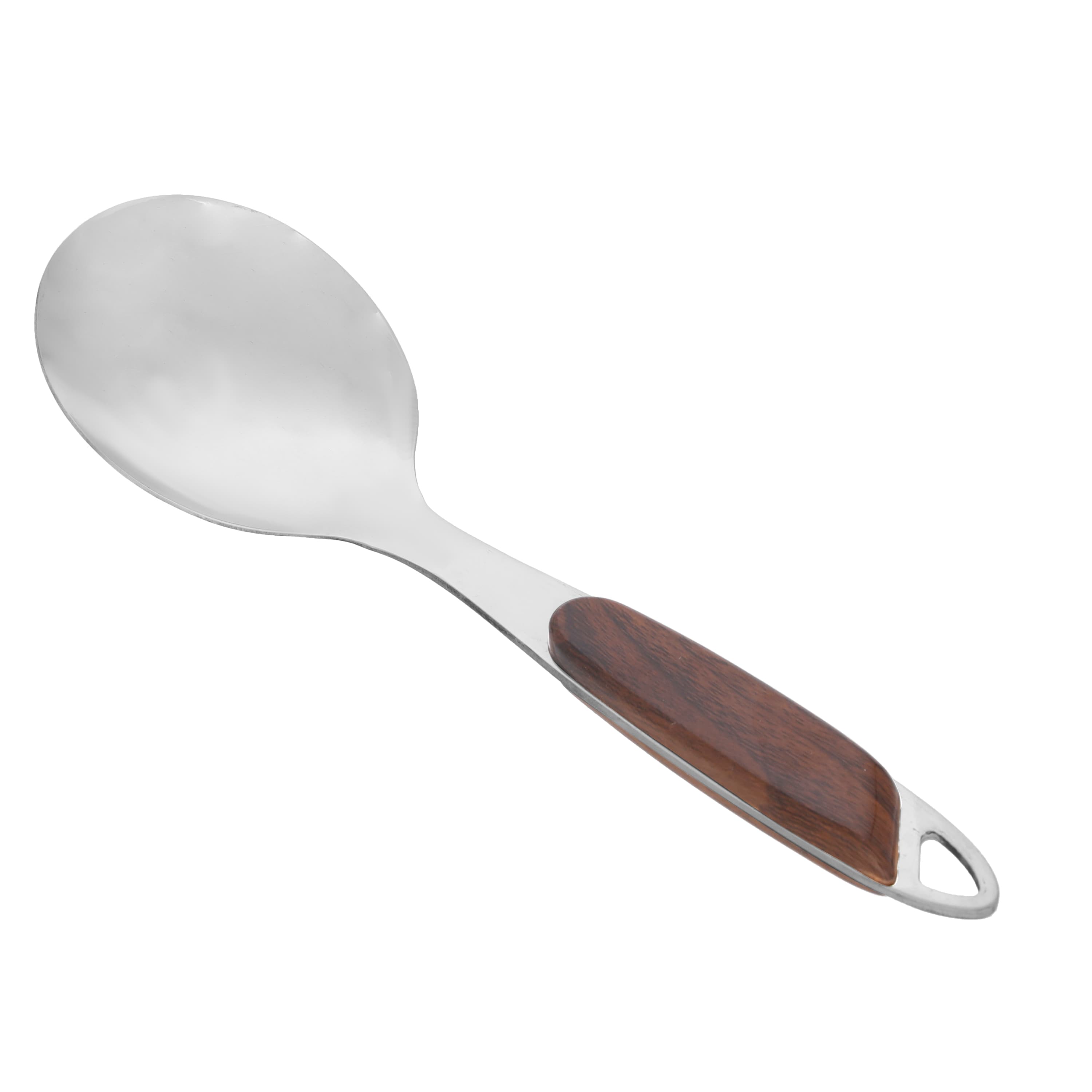 Delcasa Stainless Steel Rice Spoon,DC2145 | Wood Finish Handle | Dishwasher Safe | Elegant Design | Dinner Cutlery/Crockery Utensil | Ideal For Rice,Soup,Desserts & More