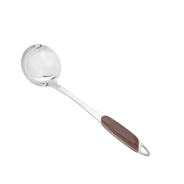 Delcasa Stainless Steel Soup Ladle, DC2146 | Wood Finish Handle | Dishwasher Safe | Elegant Design | Dinner Cutlery/Crockery Utensil | Ideal For Soup, Soup, Desserts & More - SW1hZ2U6NDI3NzQz