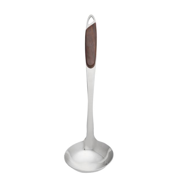 Delcasa Stainless Steel Soup Ladle, DC2146 | Wood Finish Handle | Dishwasher Safe | Elegant Design | Dinner Cutlery/Crockery Utensil | Ideal For Soup, Soup, Desserts & More - SW1hZ2U6NDI3NzM1