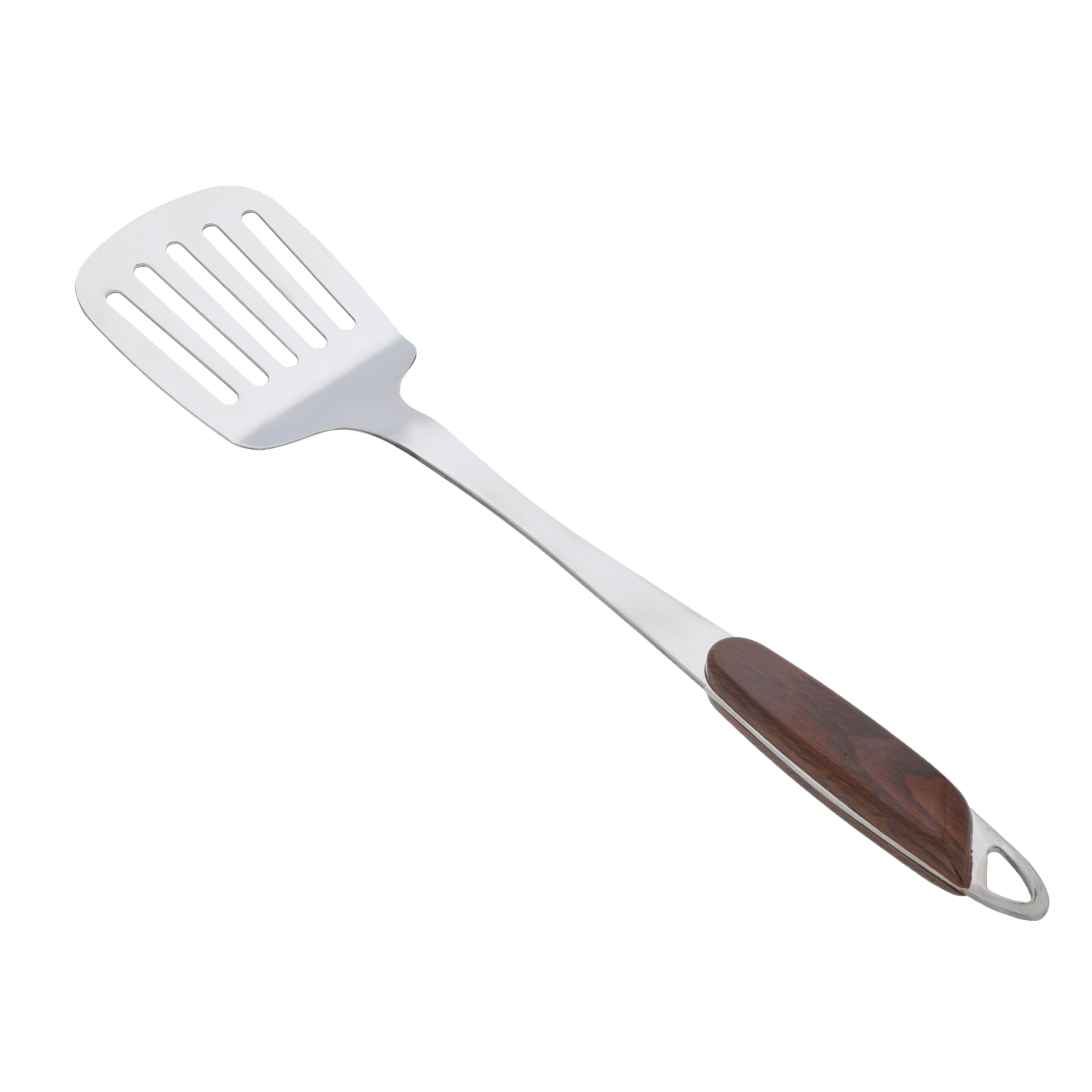 Delcasa Stainless Steel Slotted Turner with Wooden Handle,DC2149 | Fish Turner Spatula For Cooking Flipping Frying Tuna Steak Eggs Pancake | Dishwasher Safe