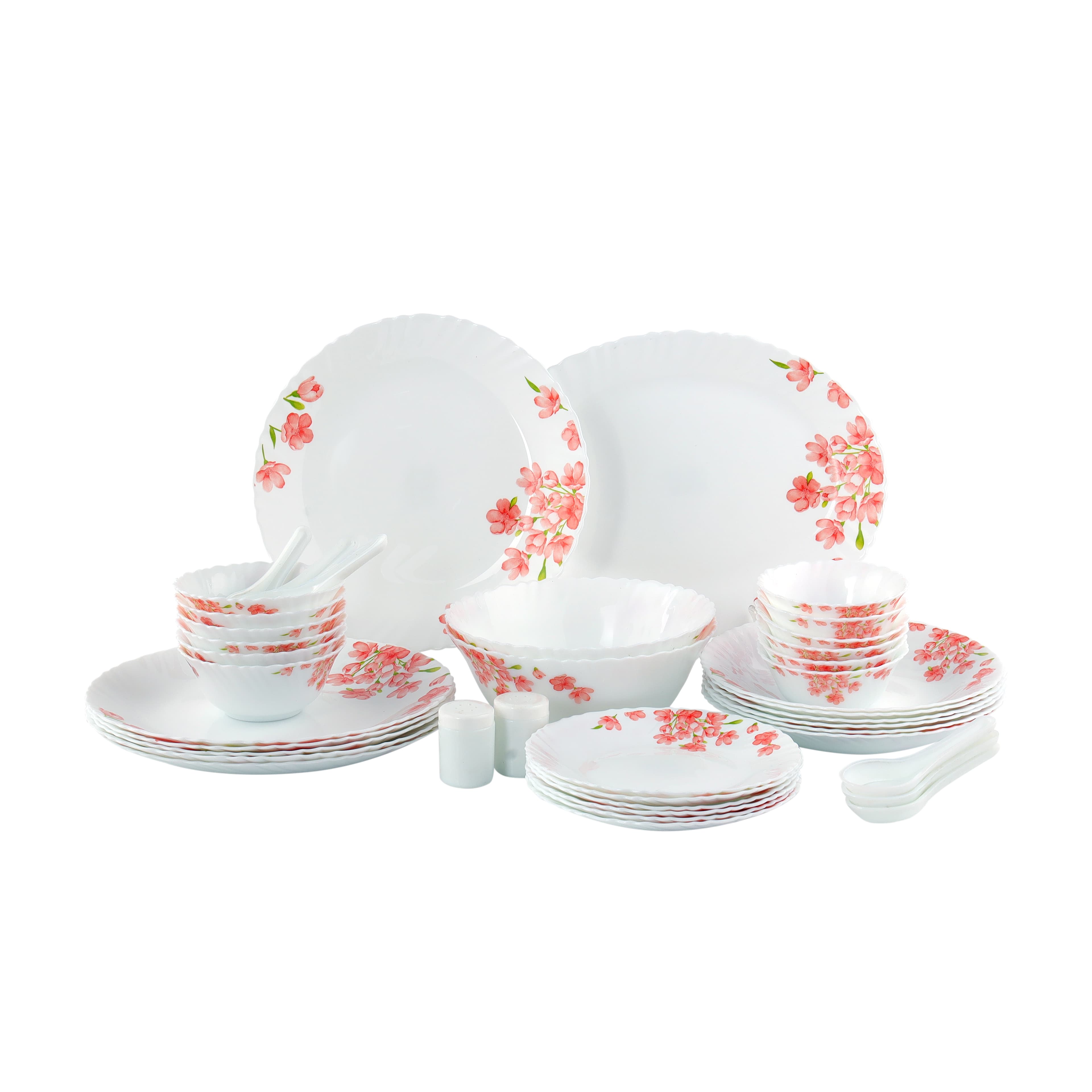 Delcasa 42 Pcs Opalware Dinner Set,DC2214 | Lightweight | Chip Resistant | Dishwasher Safe | Microwave Safe | Plates,Dishes,Bowls,Spoons,Service For 6