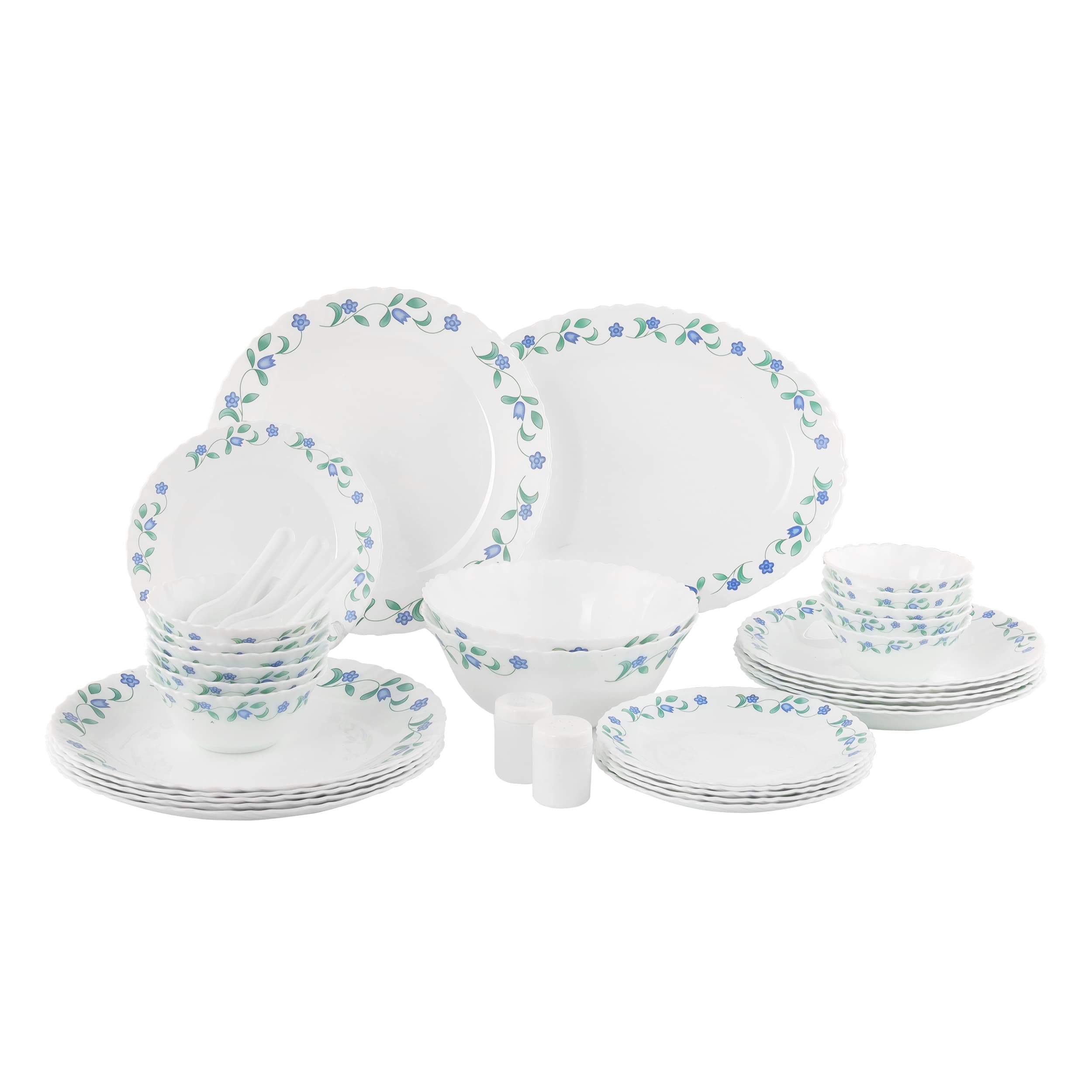 Delcasa 42 Pcs Opalware Dinner Set,DC2215 | Lightweight | Chip Resistant | Dishwasher Safe | Microwave Safe | Plates,Dishes,Bowls,Spoons,Service For 6