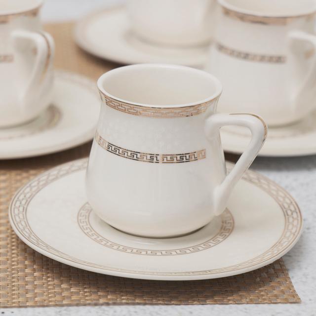 Delcasa Bone China Cup & Saucer, 6/6 Pcs, DC2251 | Cappuccino Cups, Coffee Cups, White Tea Cup Set | Dishwasher Safe - SW1hZ2U6NDI3NDAx