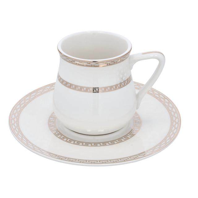 Delcasa Bone China Cup & Saucer, 6/6 Pcs, DC2251 | Cappuccino Cups, Coffee Cups, White Tea Cup Set | Dishwasher Safe - SW1hZ2U6NDI3NDA3