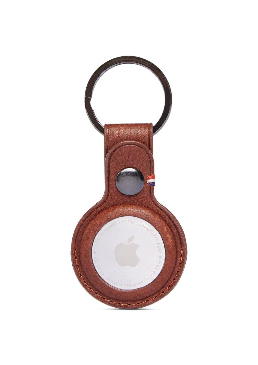 Decoded Leather Keychain for AirTag - Made for Apple AirTag, Full Grain Leather, Solid Fit, Secure, Stylish, Easy Install - Cinnamon Brown