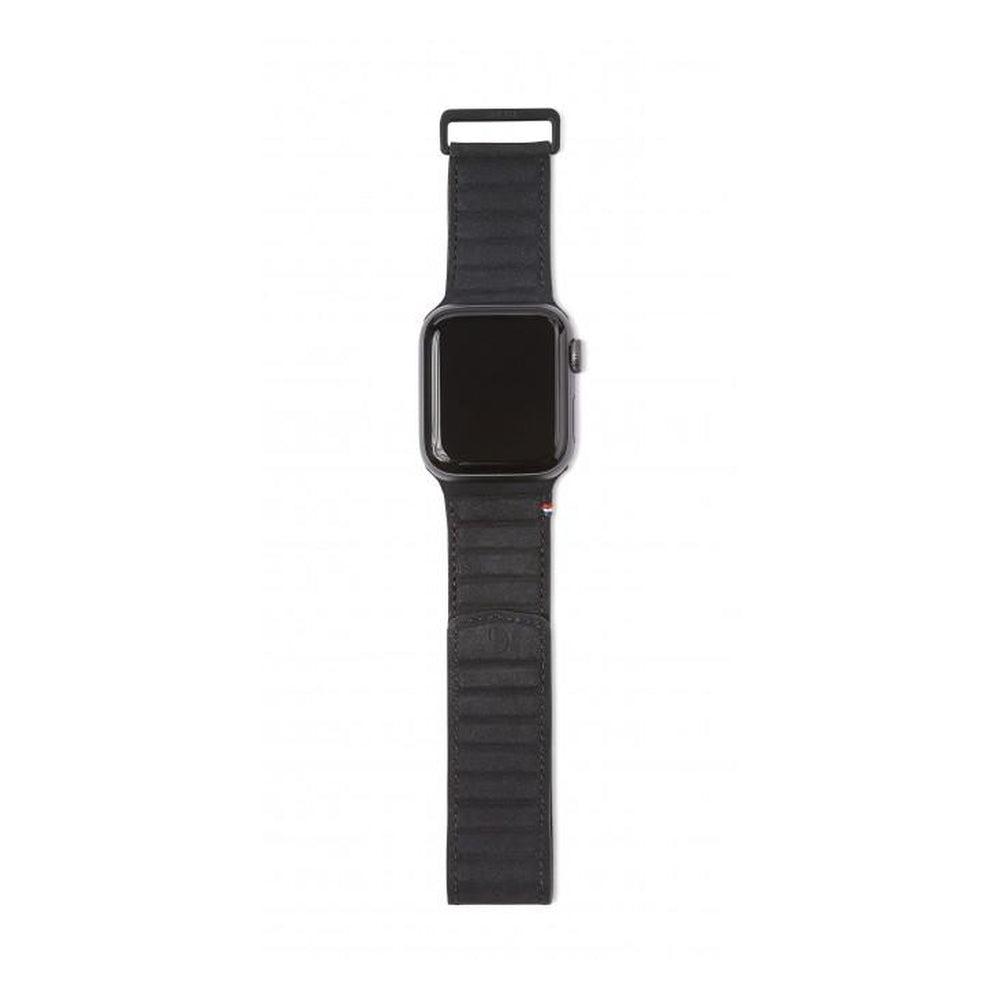 DECODED 40-38mm Leather Magnetic Traction Strap for Apple Watch Series 5, 4, 3, 2, and 1 - Black