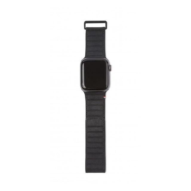 حزام ساعة آبل لون أسود  DECODED 40-38mm Leather Magnetic Traction Strap for Apple Watch Series 5, 4, 3, 2, and 1 - Black - SW1hZ2U6MzYwNzc1