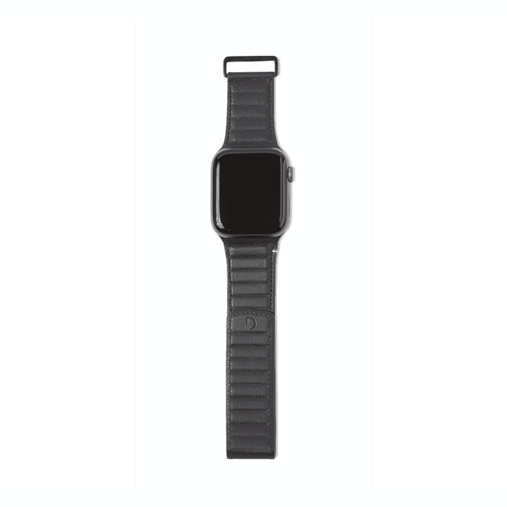 Decoded - 42-44mm Leather Magnetic Traction Strap for Apple Watch Series 5, 4, 3, 2, and 1 - Black
