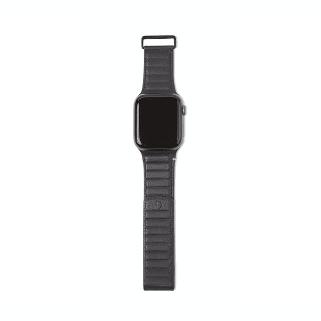 Decoded - 42-44mm Leather Magnetic Traction Strap for Apple Watch Series 5, 4, 3, 2, and 1 - Black - SW1hZ2U6MzYwNzg5