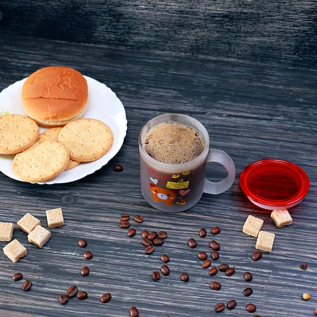 كوب ( ماغ ) زجاجي مع غطاء 300 مل Royalford - 300Ml Glass Frosty Mug With Cap - Freezer Beer Glass With Handle