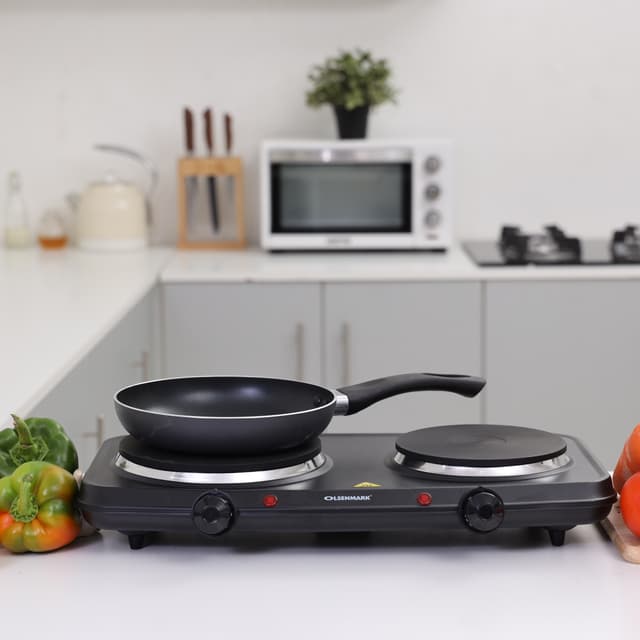 Olsenmark 2500W Double Burner Electric Hot Plate For Flexible Precise