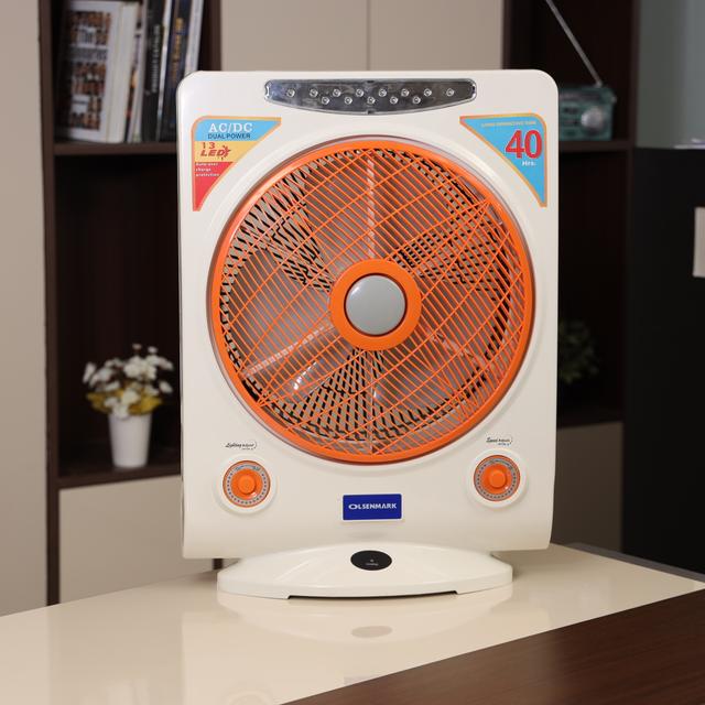 Olsenmark Rechargeable Fan With Led, 14 Inch - 12V 7Ah Replaceable Battery - 3 Leaf Blade - Advanced - SW1hZ2U6NDEyNDY4