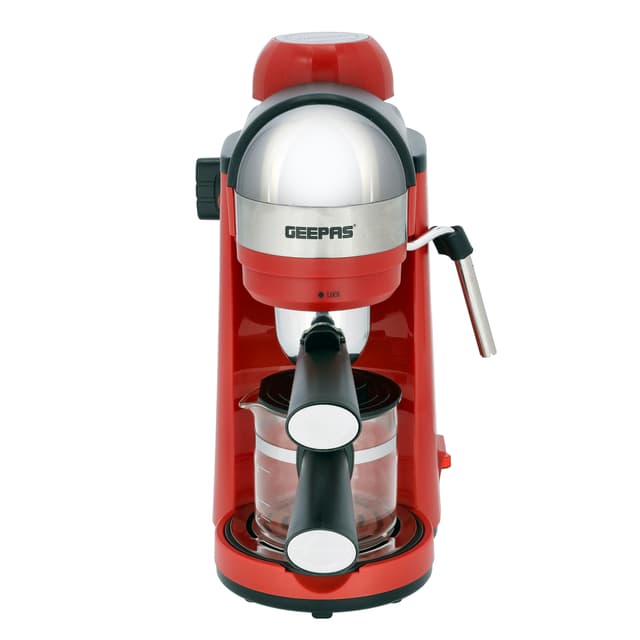 Geepas Espresso Coffee Maker 0.24L Capacity, GCM41513 | Stainless Steel Filter & Aluminum Die-Casting Filter Holder | 5 Bar High Pressure | On/Off Light Indicator