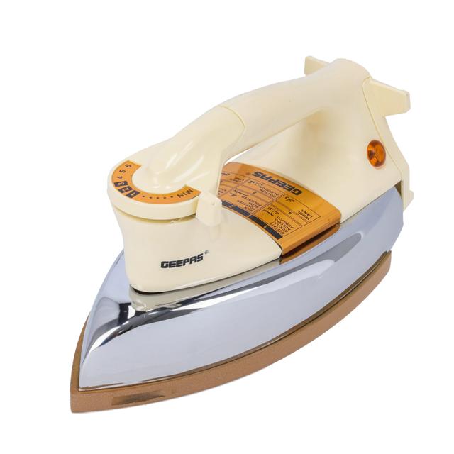 Geepas Electric Dry Iron, Golden Ceramic Soleplate, GDI2752 | Heavy Weight | Adjustable Temperature | Pilot Indicator Lamp | Overheat Protection | Swivel Cord - SW1hZ2U6NDI4NjY2