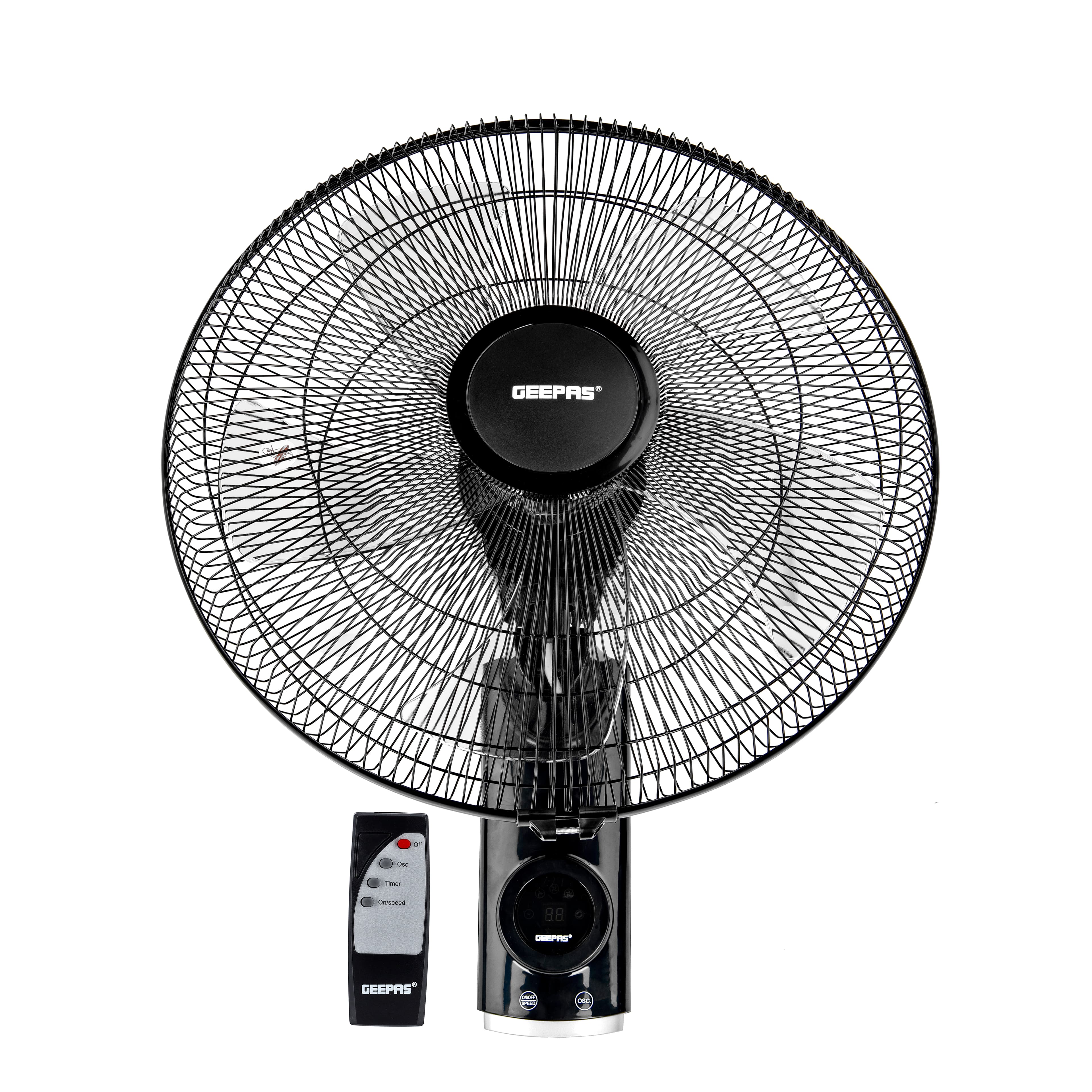 Geepas 18 Inch Wall Fan With Remote Control,GF21125 - 60W Copper Motor | 5 Leaf AS Blade | 3 Speed Option | Overheat Protection | Horizontal Oscillation | Home & Office Use