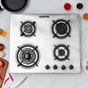 Geepas 2-in-1 Built-in Gas Hob,Stainless Steel,GGC31026 | Sabaf Burners | Cast Iron Pan Support | Auto-Ignition | Low Gas Consumption | 4 Control Knobs - 185910