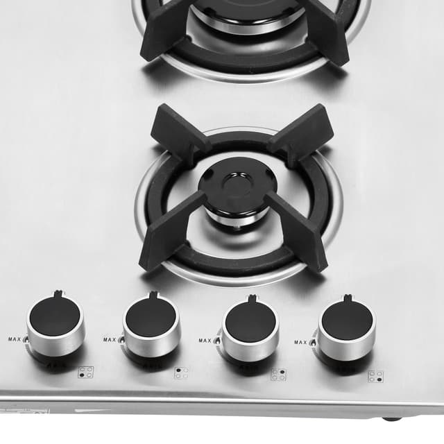 Geepas 2-in-1 Built-in Gas Hob,Stainless Steel,GGC31026 | Sabaf Burners | Cast Iron Pan Support | Auto-Ignition | Low Gas Consumption | 4 Control Knobs - 185916