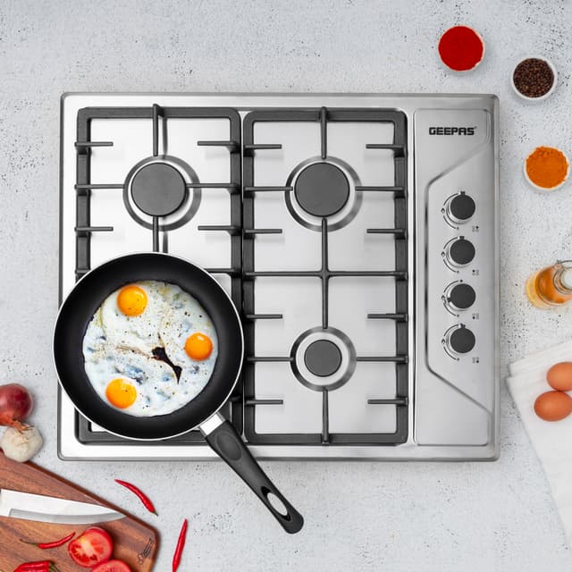 فرن غاز بلت ان سطحي جيباس 4 عيون Geepas Stainless Steel Built-In Gas Hob - 186152