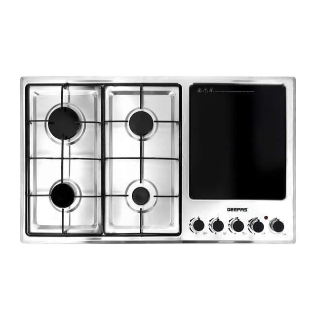 بوتاجاز غاز بلت ان مسطح 4 شمعات وسطح تسخين Geepas Stainless Steel Built-In Gas Electric Hot Plate Hob - 298160